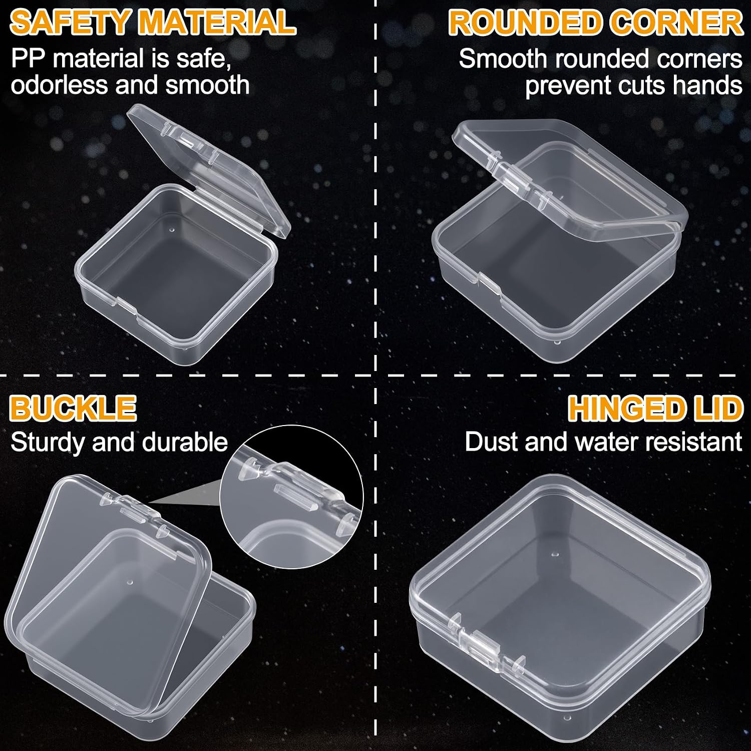 Incinkod 8 Pcs Bead Organizer Box, Small Transparent Plastic Bead Storage Containers with Hinged Lid Labels, Jewelry Small Parts Organizers for Bracelets Diamonds Screws Nail Charms