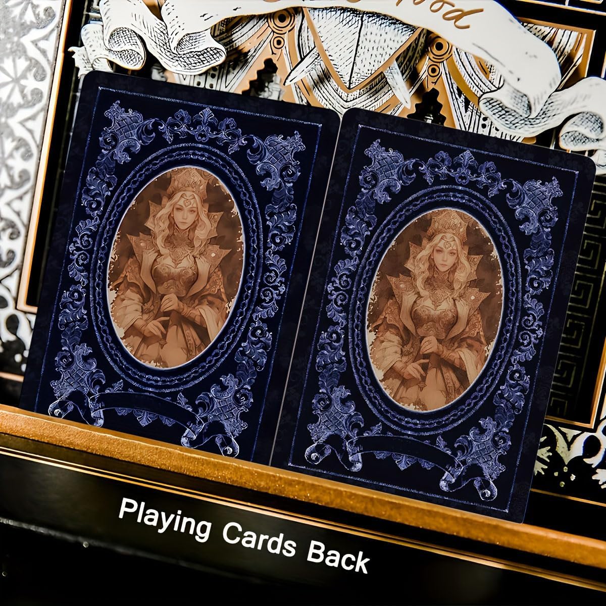 Playing Cards, Retro-Themed Deck of Cards. 54 Different Illustrations Poker Cards. Double-Sided Anti-Slip Embossing and for Collection.(Blue)
