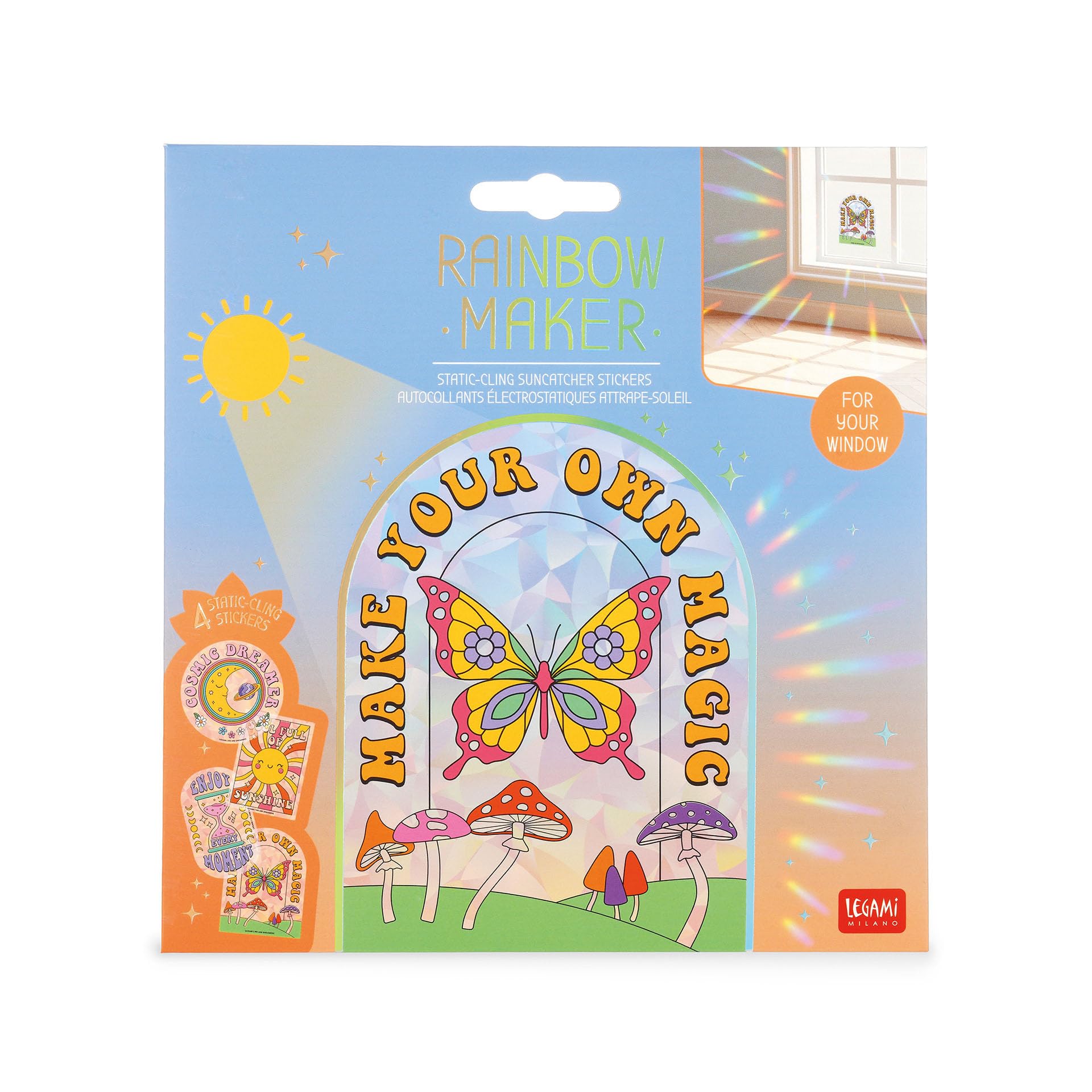 Set de 4 Autocollants Électrostatiques Rainbow Maker pour Fenêtres