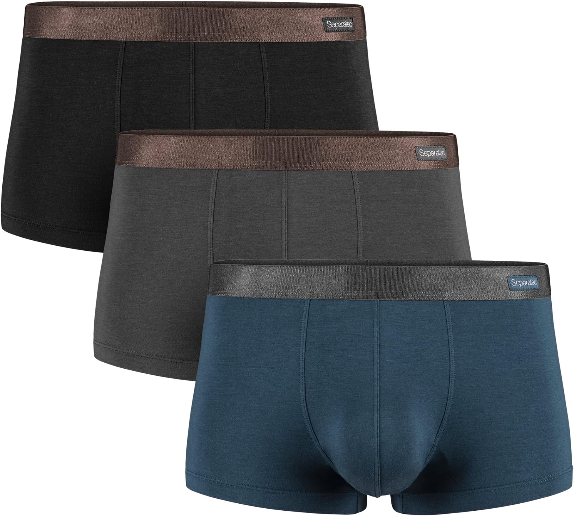 3 Pack Men's Basic Bamboo Rayon Soft and Breathable Pouch Underwear Trunks