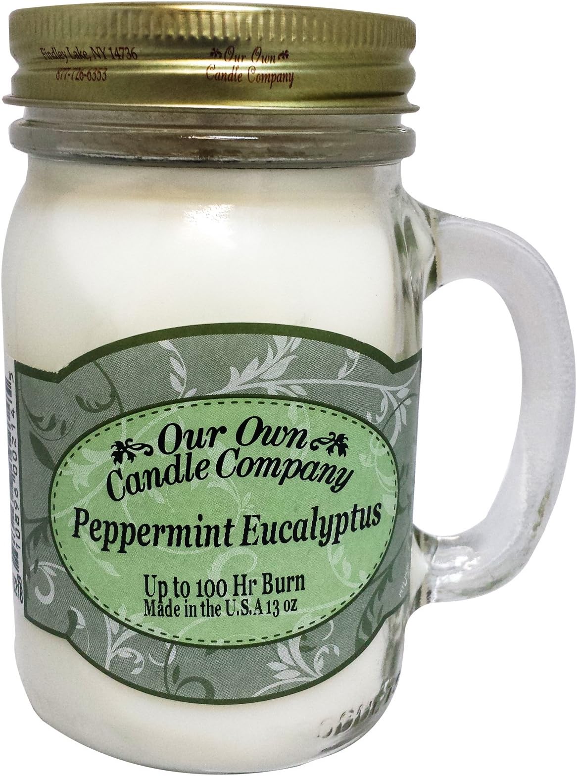 our own candle Peppermint Eucalyptus Scented 13 Ounce Mason Jar Candle Company