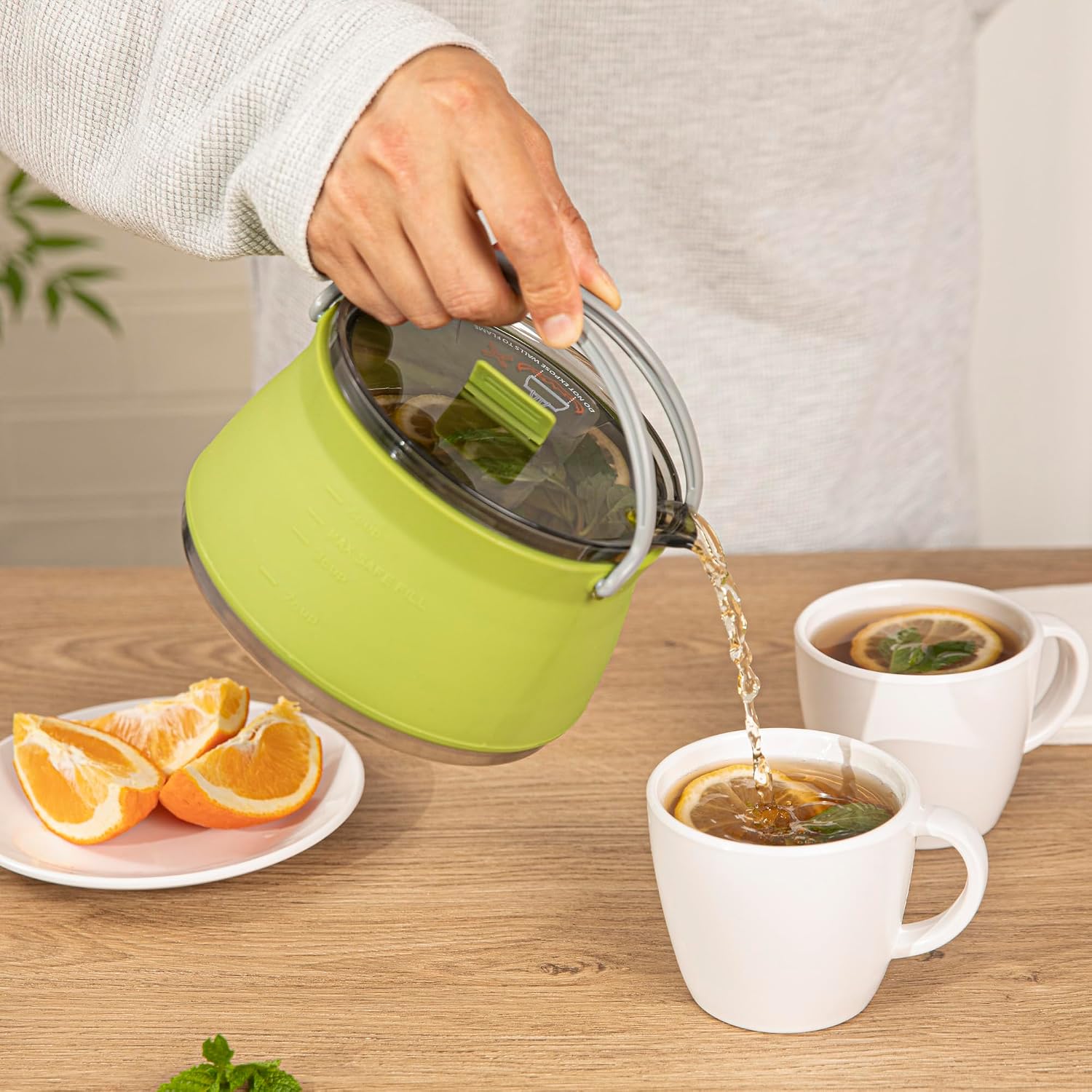 Hi Tek 1 Liter Collapsible Camping Kettle, 1 Portable Cook Pot - With Perforated Lid, Stainless Steel Bottom, Silicone Camping Coffee Pot, With High Heat Nylon Handles, For Travel - Restaurantware