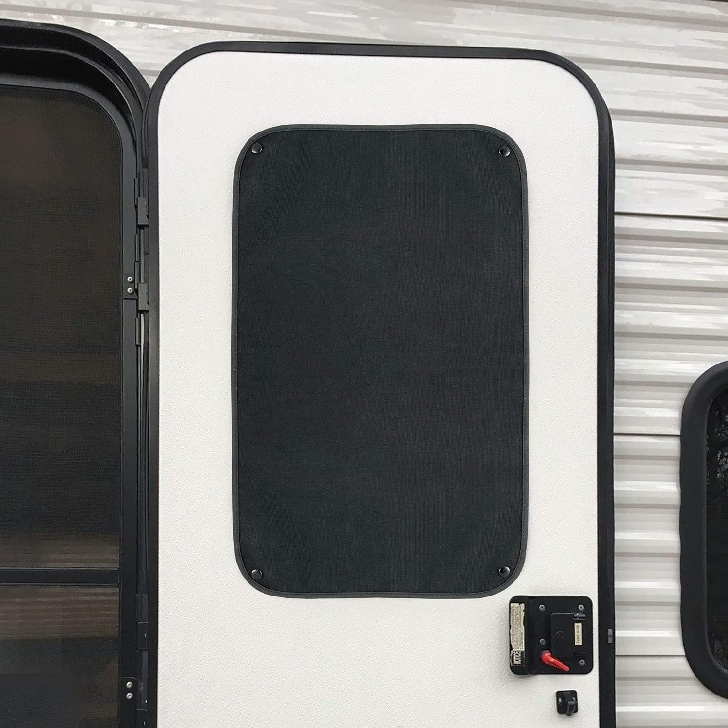 RecPro RV Entry Door Window Shade Sunshade Camper Privacy Entrance Sun Blackout Fabric 16" x 24" (Black)