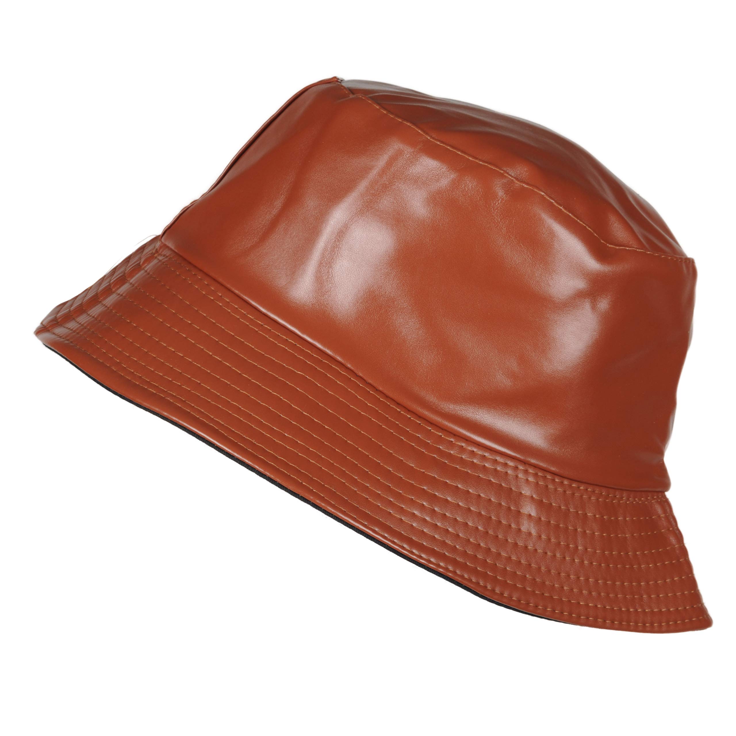 Toutacoo, Rain Hat, Waxed mat, Woman, Waterproof, Reversible (Plain Brown)