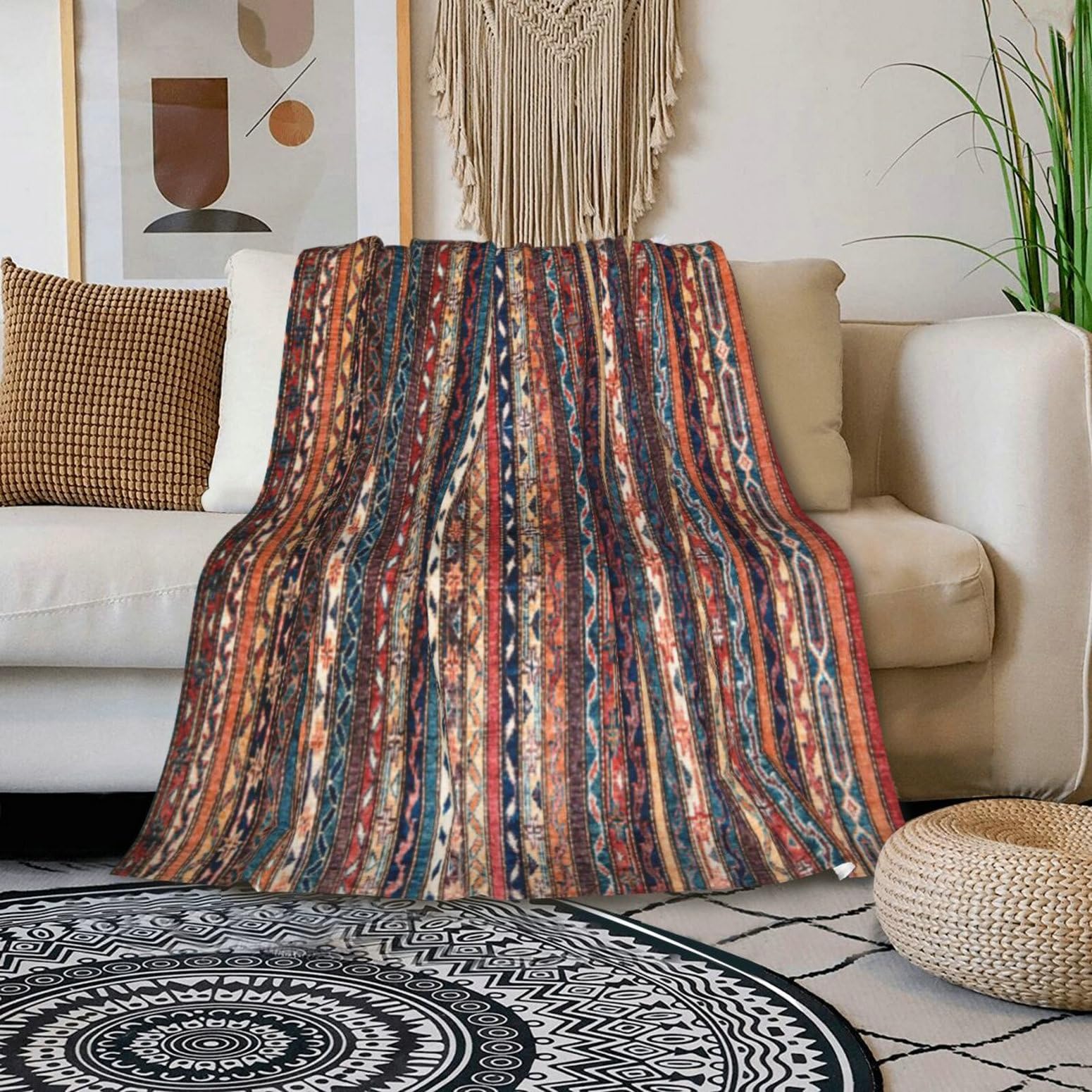 HGOD DESIGNS Turkish and Persian style Flannel Fleece Bed Blanket Throw Blanket Lightweight Cozy Plush Blanket for Bedroom Living Rooms Sofa Couch 130x150cm - Image 3