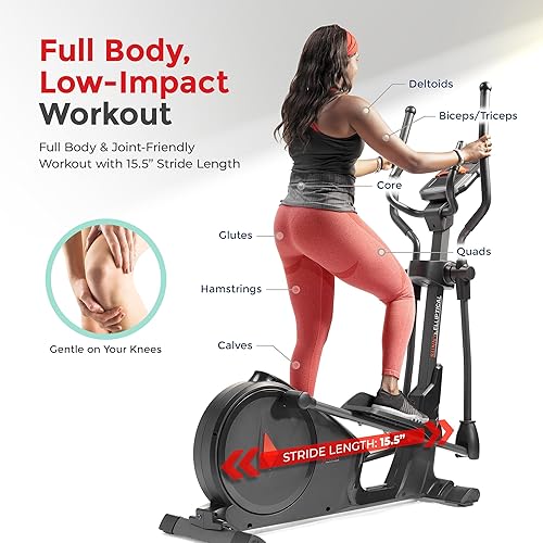 Miniatura 4 de Sunny Health &amp; Fitness Elliptical Cross Trainer Exercise Machine, Full Body Low-Impact and 24-Unique Workout Modes with Optional Exclusive SunnyFit