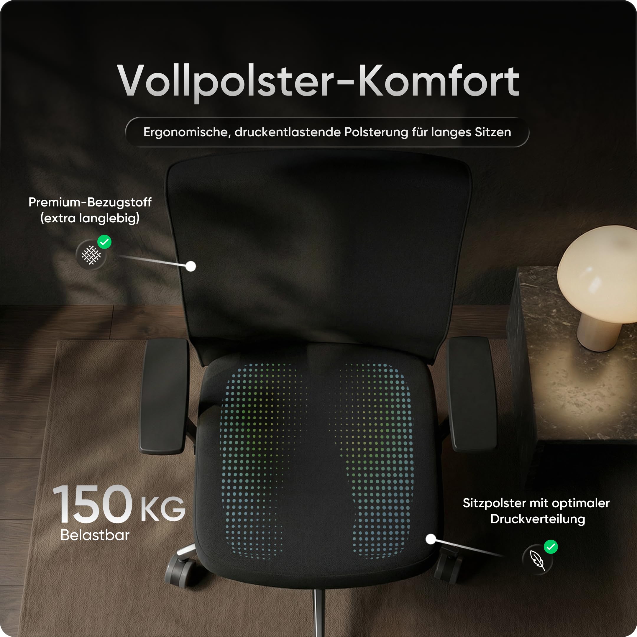 Executive (4D Armlehne & Aluminium Fußkreuz) Ohne Kopfstütze