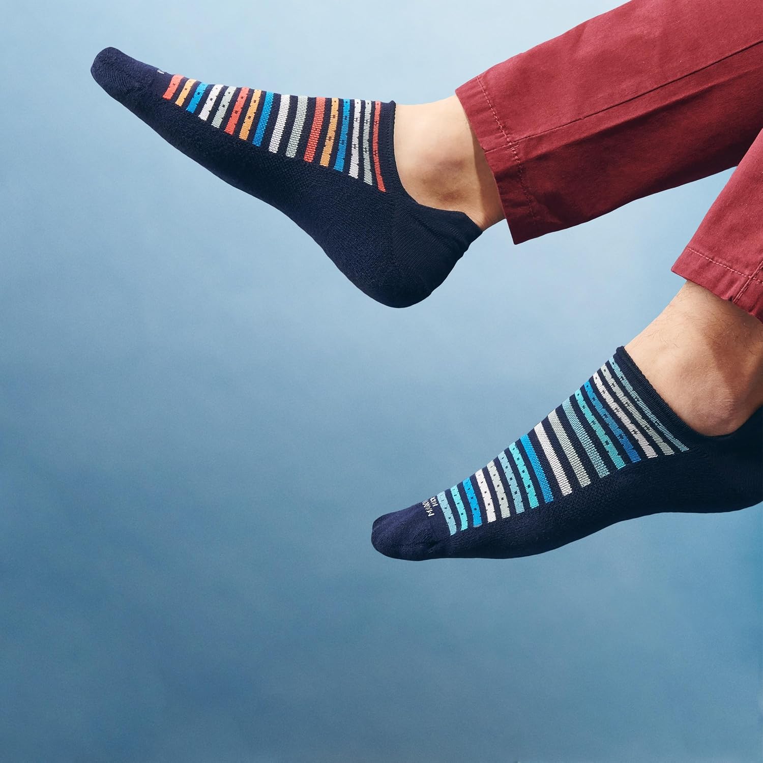 Marcoliani Milano Made in Italy - Sneaker Mens No Show Always Stay Up | Microcushion Technology | Cotton Stripes and pin