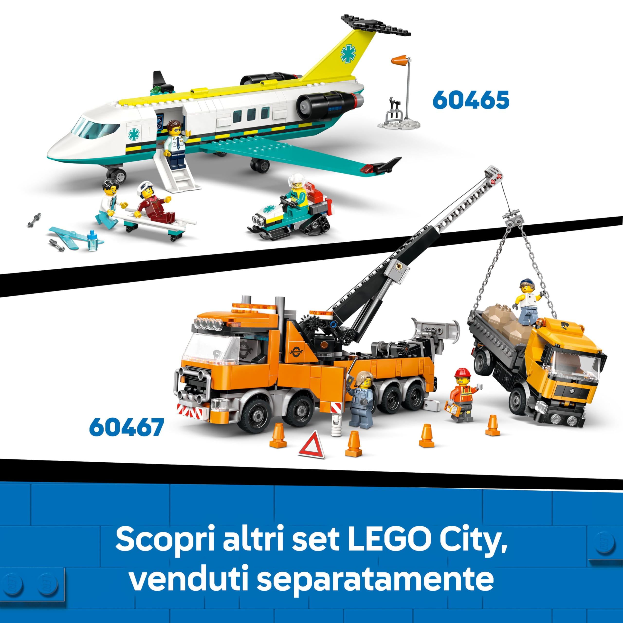 LEGO City Yellow Bulldozer Toy - Large Construction Vehicle Building Set - incl. 3 Minifigures plus Loose Bricks & Road Signs - Birthday Gift for 8+ Year Old Boys - 60466