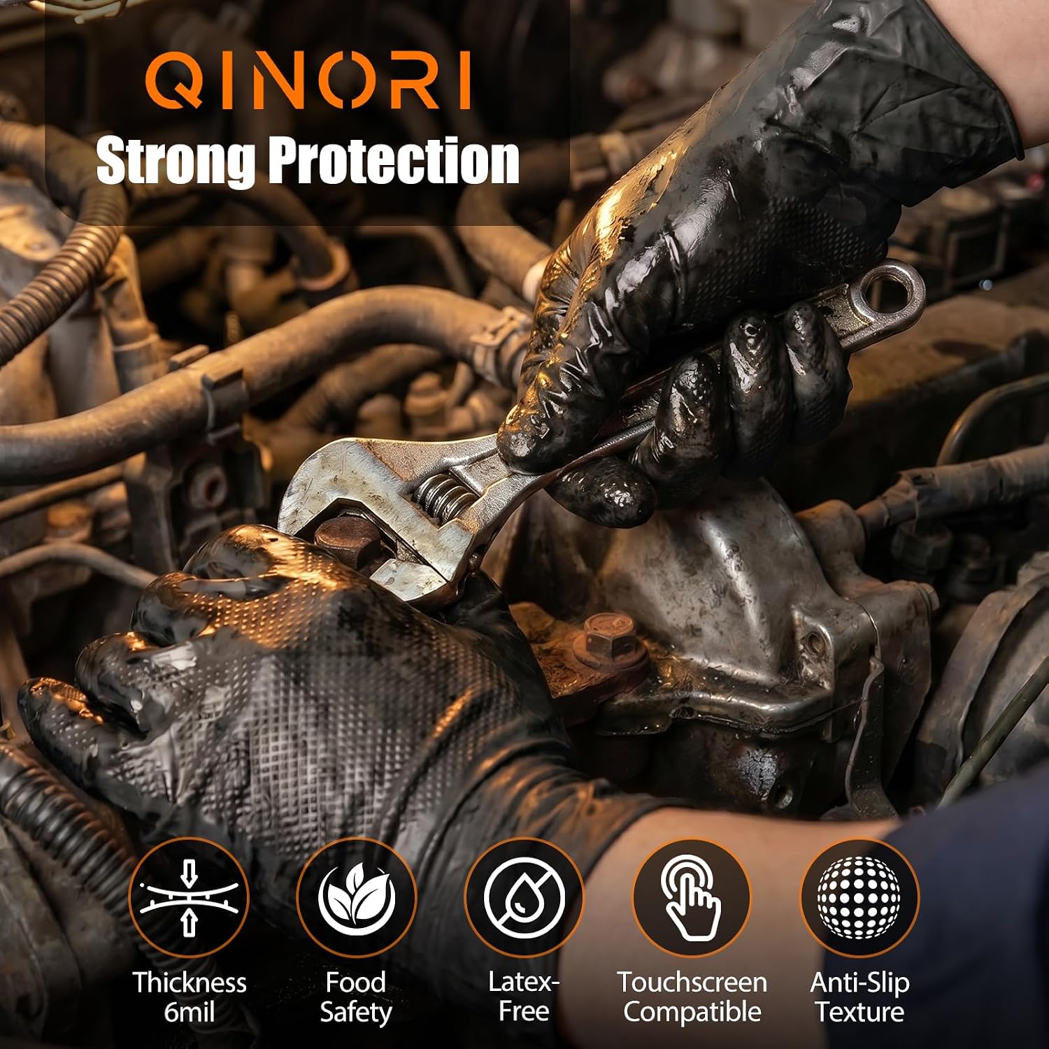 6 Mil Nitrile Disposable Gloves Diamond Texture Non Latex Gloves for Cooking Food/Tattoo/Hair Dye/Barber/Auto/Cleaning