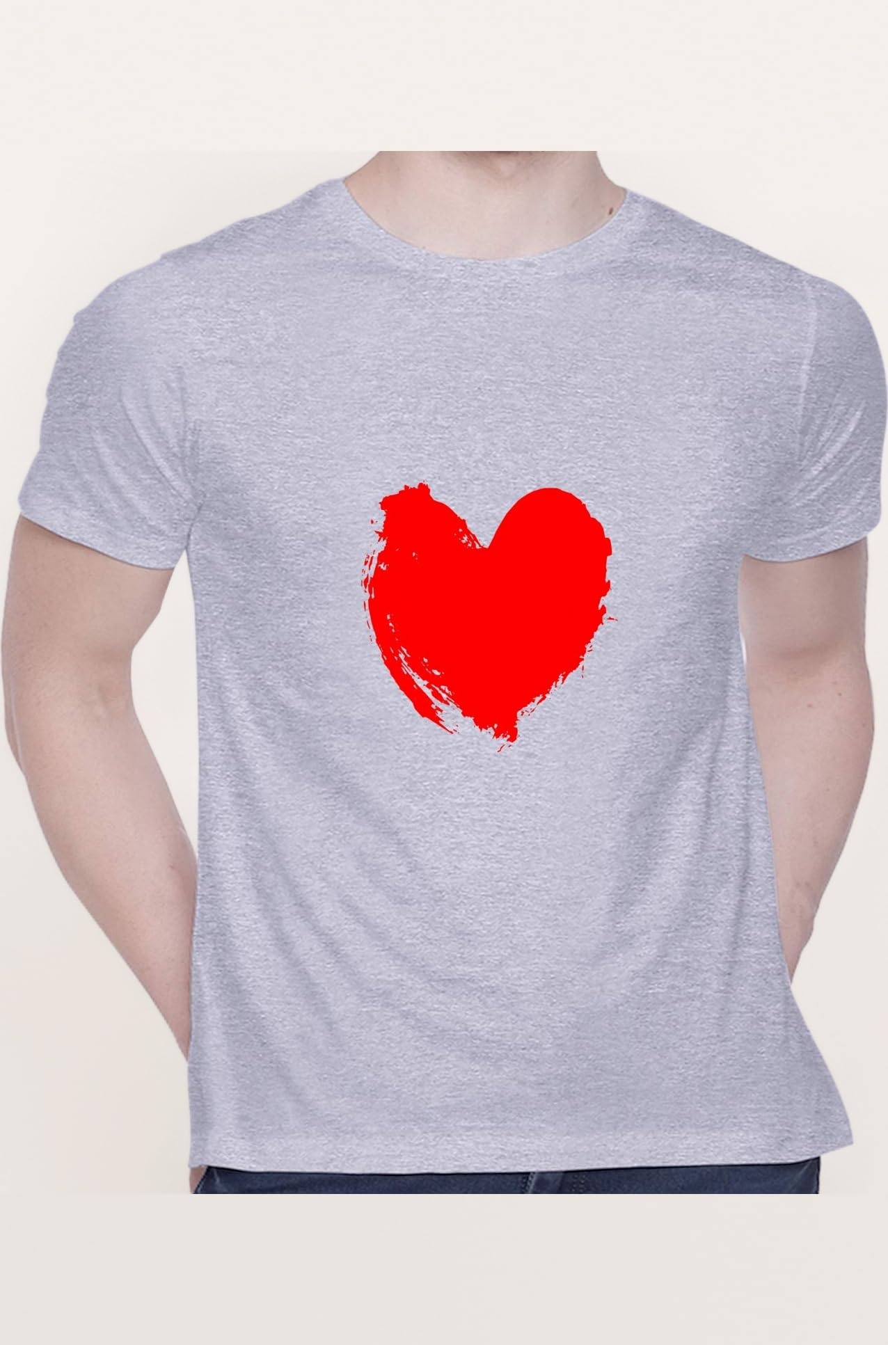 Graphic Printed T-Shirt for Unisex Heart Symbol Tshirt | Casual Half Sleeve Round Neck T-Shirt | 100% Cotton | D00540-77