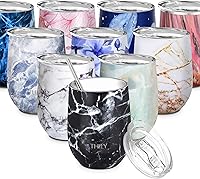 Vista 11 de THILY Vaso de vino aislado de acero inoxidable de 12 onzas, copa de vino sin tallo con tapa deslizante y popote de metal, taza de viaje que mantiene