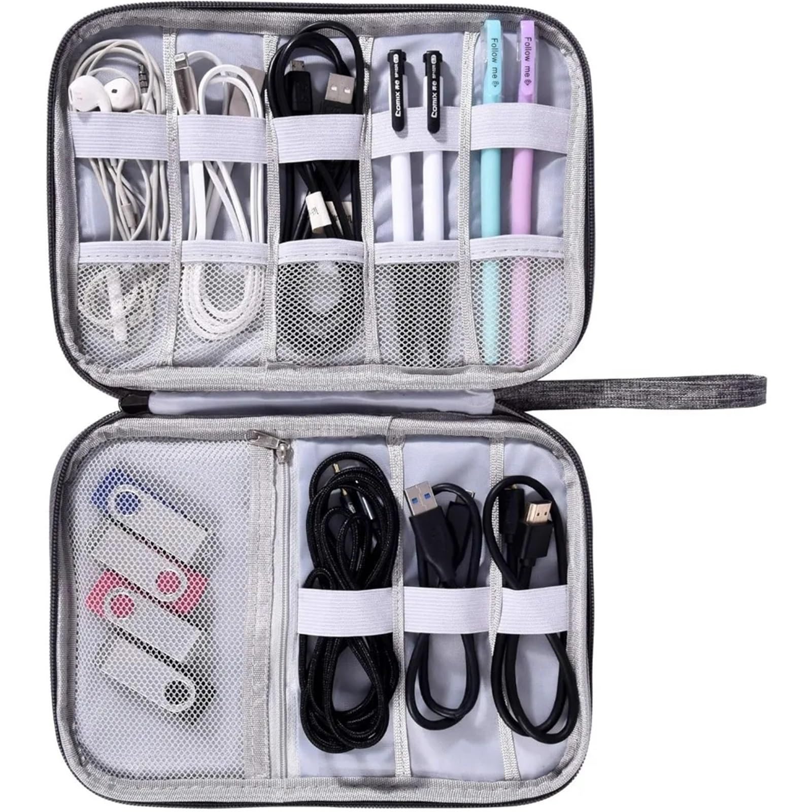 Borsa organizer per cavi Custodia viaggio impermeabile 2 pezzi | Waterproof Travel Pouch Universal Storage(Black)