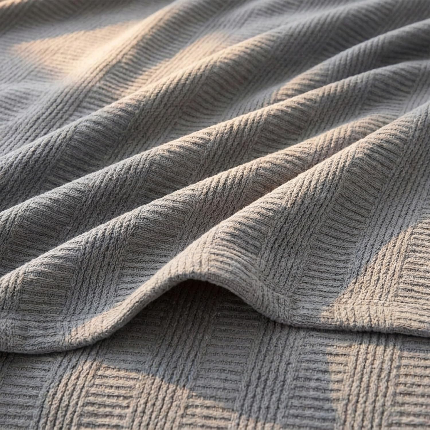 Nautica - Twin Blanket, Woven Textured Cotton Bedding, Ideal for Bed or Couch, Dorm Essentials, Oeko-Tex Certified (Rope Stripe Grey)