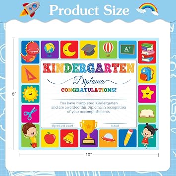 WhatSign 30PCS Kindergarten Certificate Kindergarten Diploma Kindergarten Graduation Achievement Certificate for Kids Certificate of Completion Student Awards Kindergarten School Supplies for Teachers