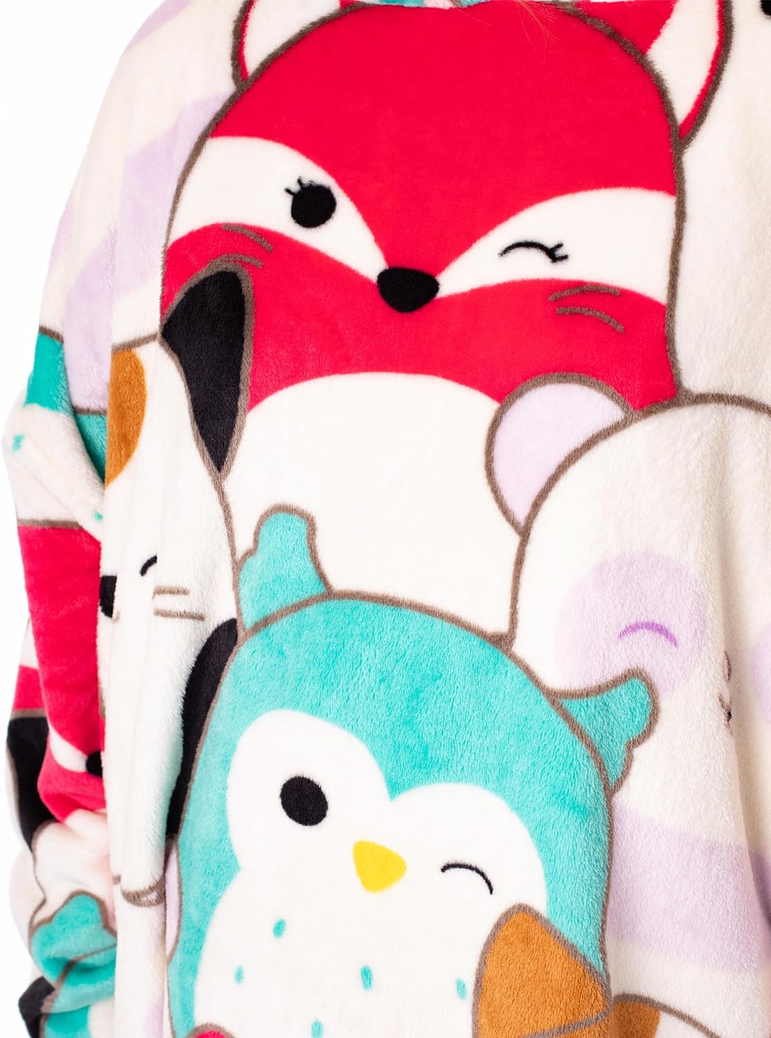 Squishmallows Womens Wearable Blanket Hoodie | Adults Multicoloured Hooded Pullover Character Graphic All