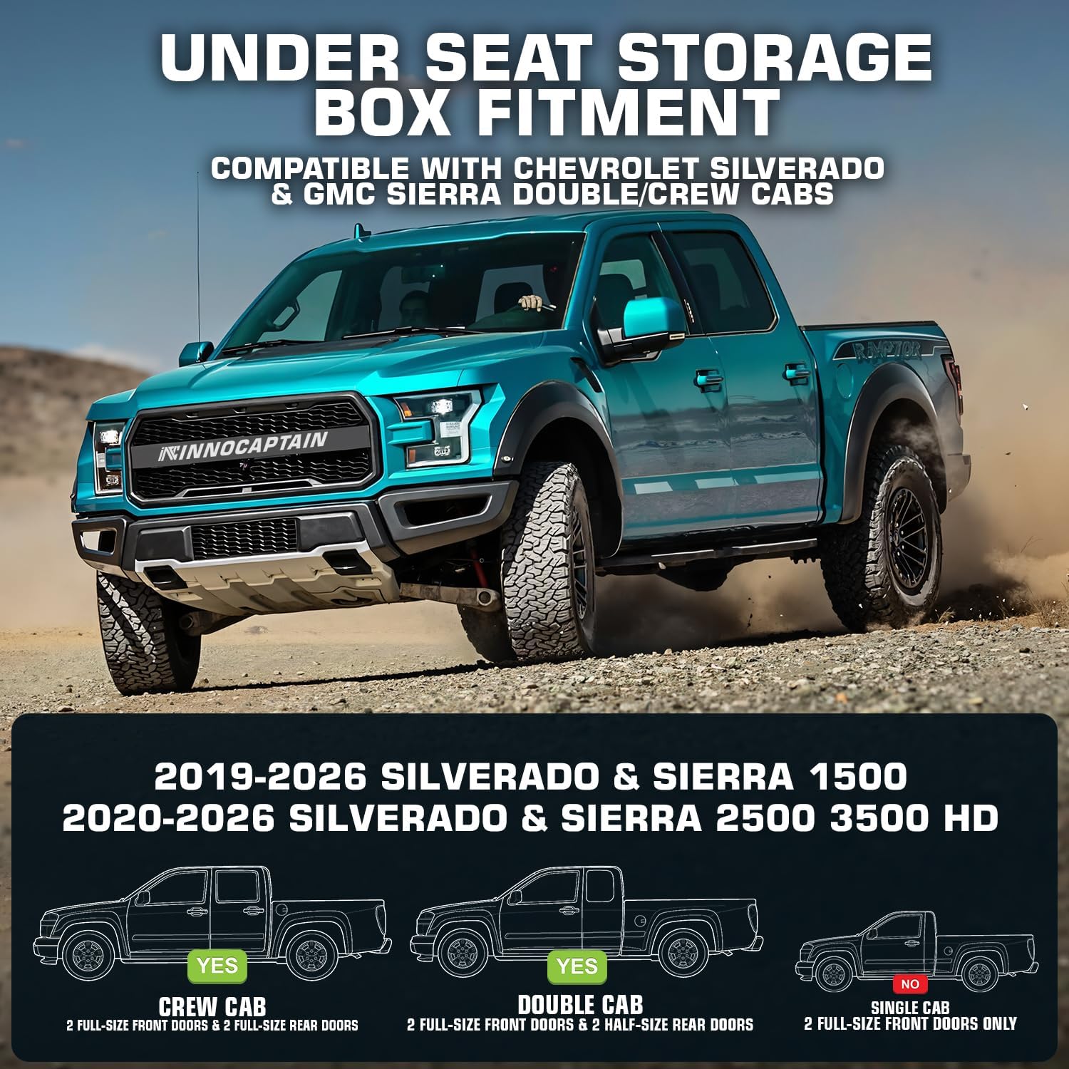 Condition photo showing New/Like New for black rear underseat storage custom fit 2019-2026 chevrolet silverado and gmc sierra 1500 2500 3500 hd double cab & crew cab heavy duty rear under back seat box organizer, anti slip 2019-2026 silverado