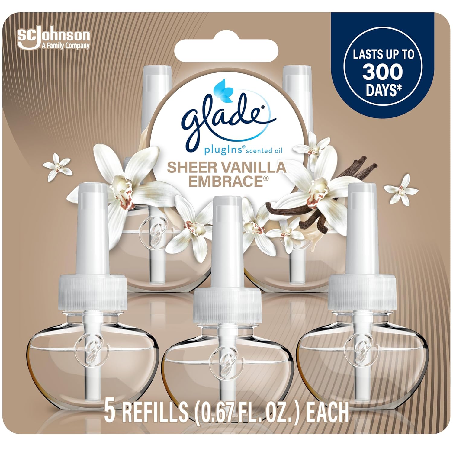 Glade PlugIns Refills Air Freshener Scented and Essential Oils for Home and Bathroom Sheer Vanilla Embrace 3 35