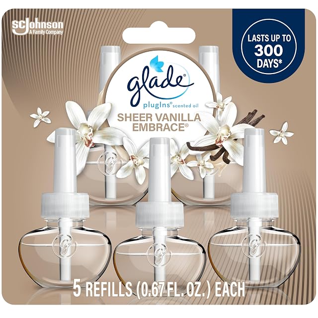 Glade PlugIns Refills Air Freshener Scented and Essential Oils for Home and Bathroom Sheer Vanilla Embrace 3 35