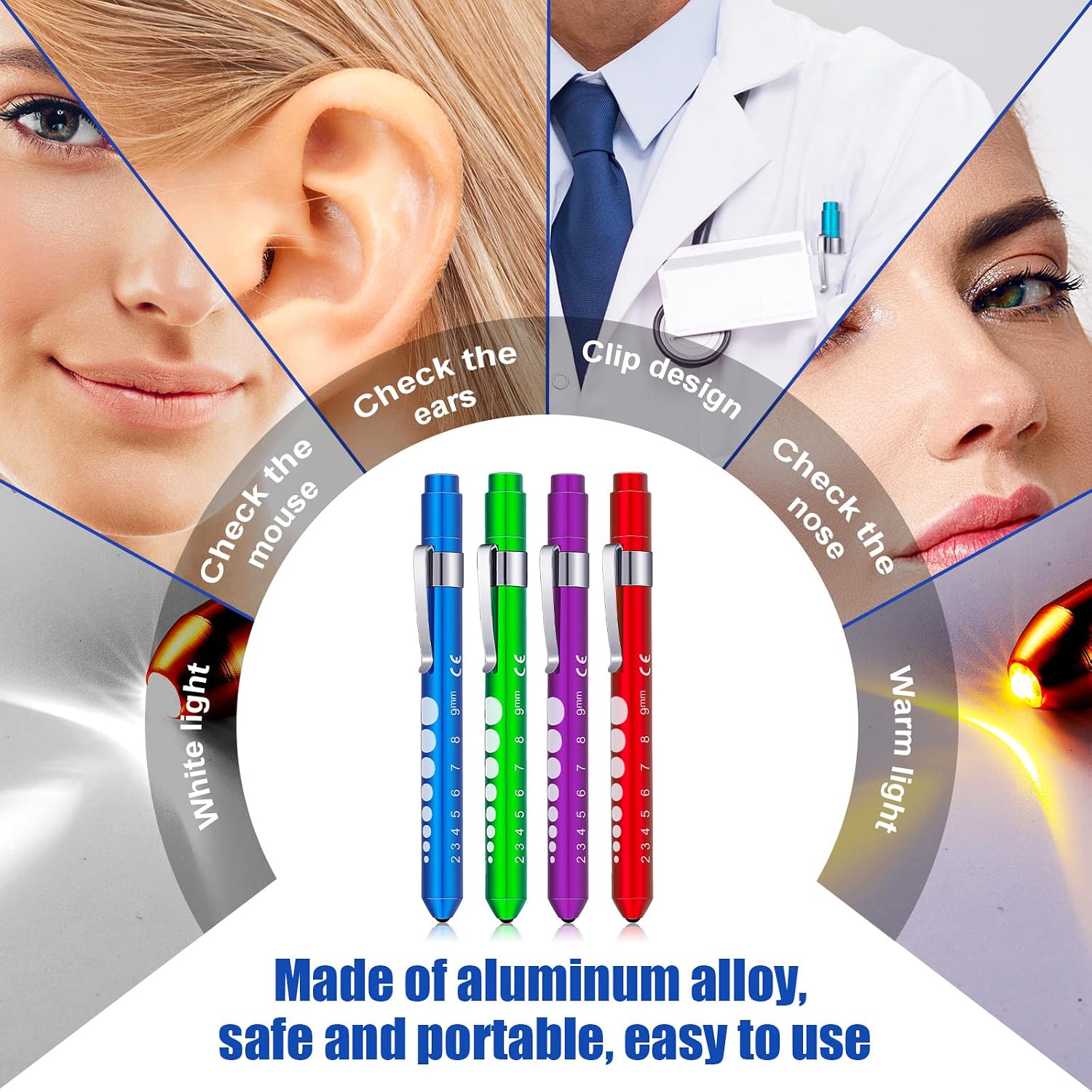 Penlight for Nurse Pen Light LED Reusable Pen Light with Pupil Gauge Nurses Pin Light for Torch Medical Students Doctors Daily Use with Pocket Clip Nurse Gifts(30 Pieces,Basic Colors)