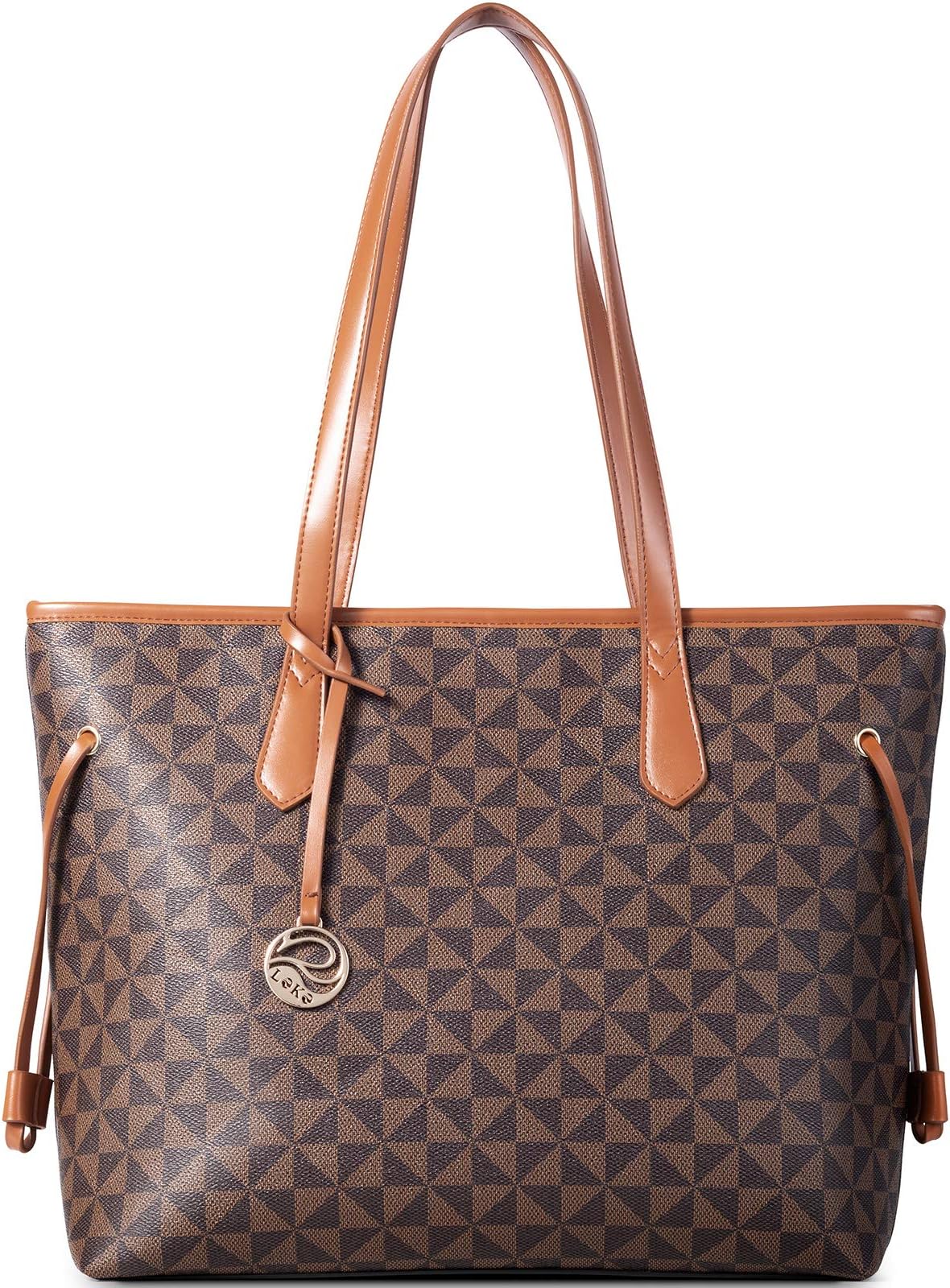 Tote Bag for Women Stylish Handbag Faux Leather Shoulder Bag for Work School Dating, Brown