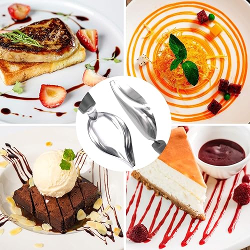 Miniatura 4 de Juego de 5 cucharas de decoración de dibujo culinario, cucharas de llovizna, pinzas de cocina y cuchara de melón, herramienta de chef profesional