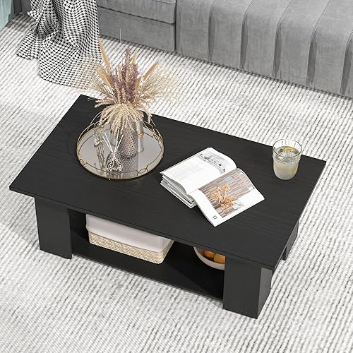 Miniatura 8 de Giantex Mesa auxiliar de 2 niveles con estante de almacenamiento, mesa rectangular rústica industrial para sala de estar, oficina, dormitorio, mesa