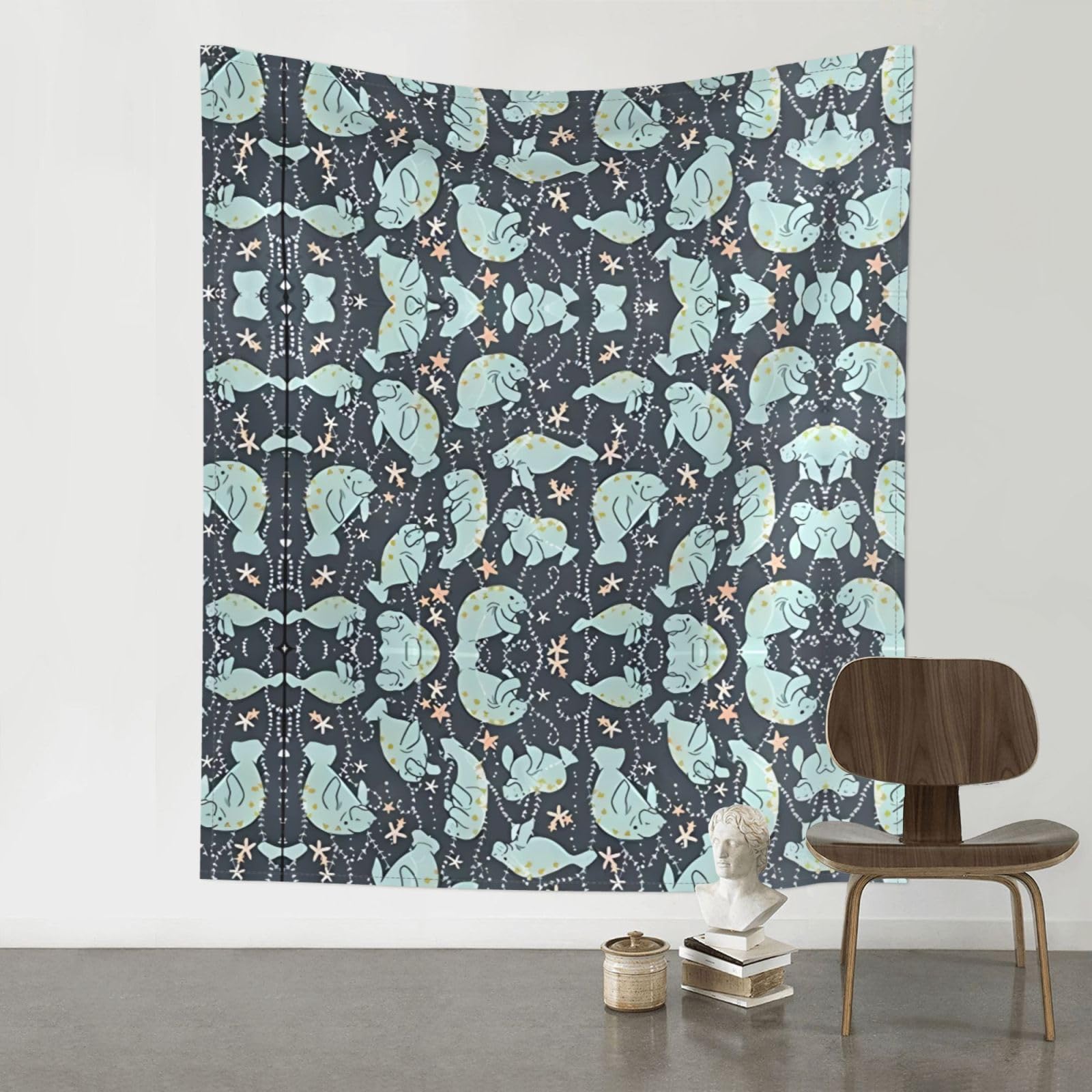 HJFCZH Manatee Animals Prints Wall Tapestry 60x51in – Boho Decor Throw for Bedroom, Dorm, Beach Cover & Picnic Blanket