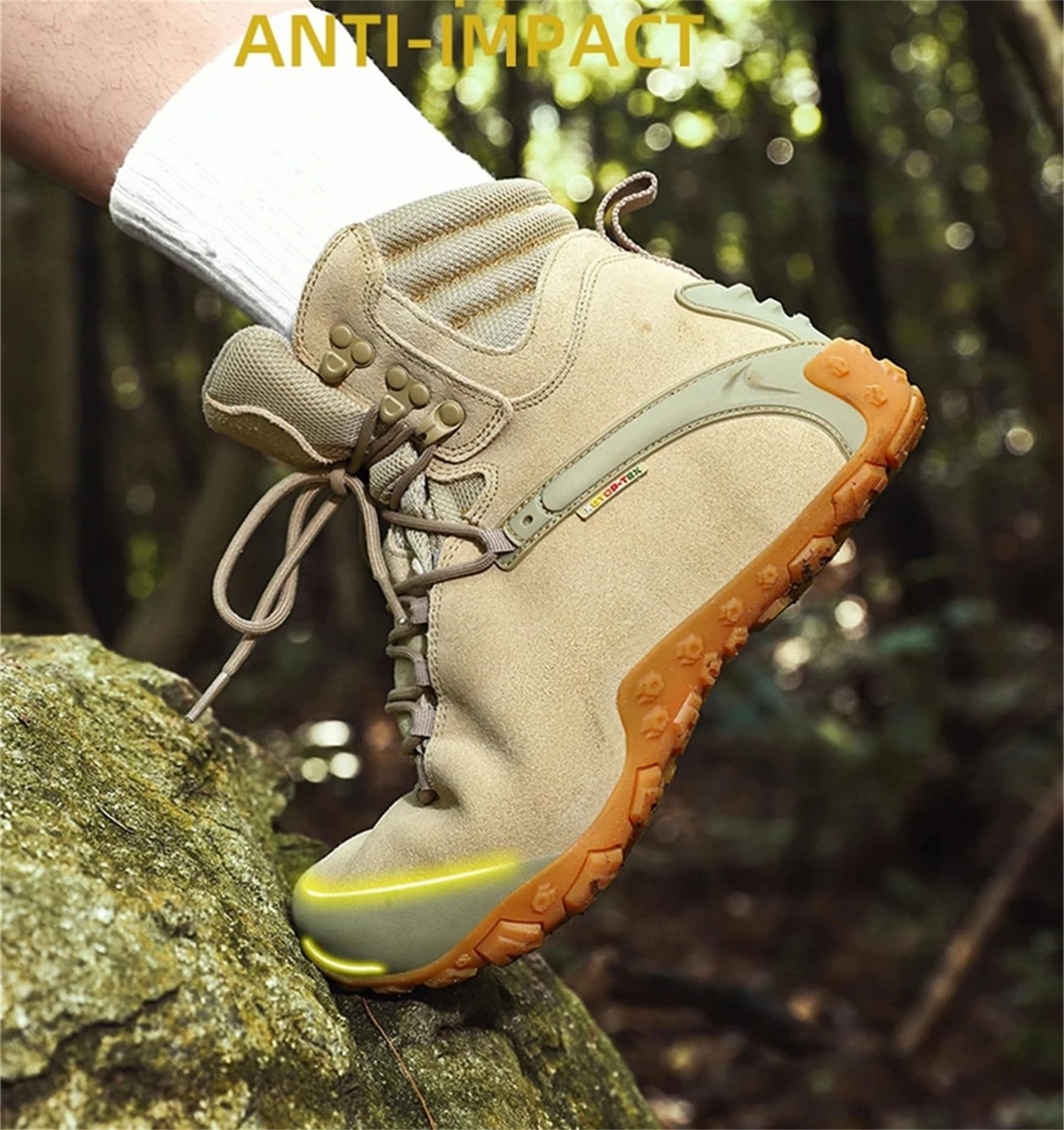 SANANG Bottes de randonnée Hommes Femmes Chaussures de montagne imperméables Cuir de vache Sable Noir Haute Outdoor Tactique Armée Escalade Trekking