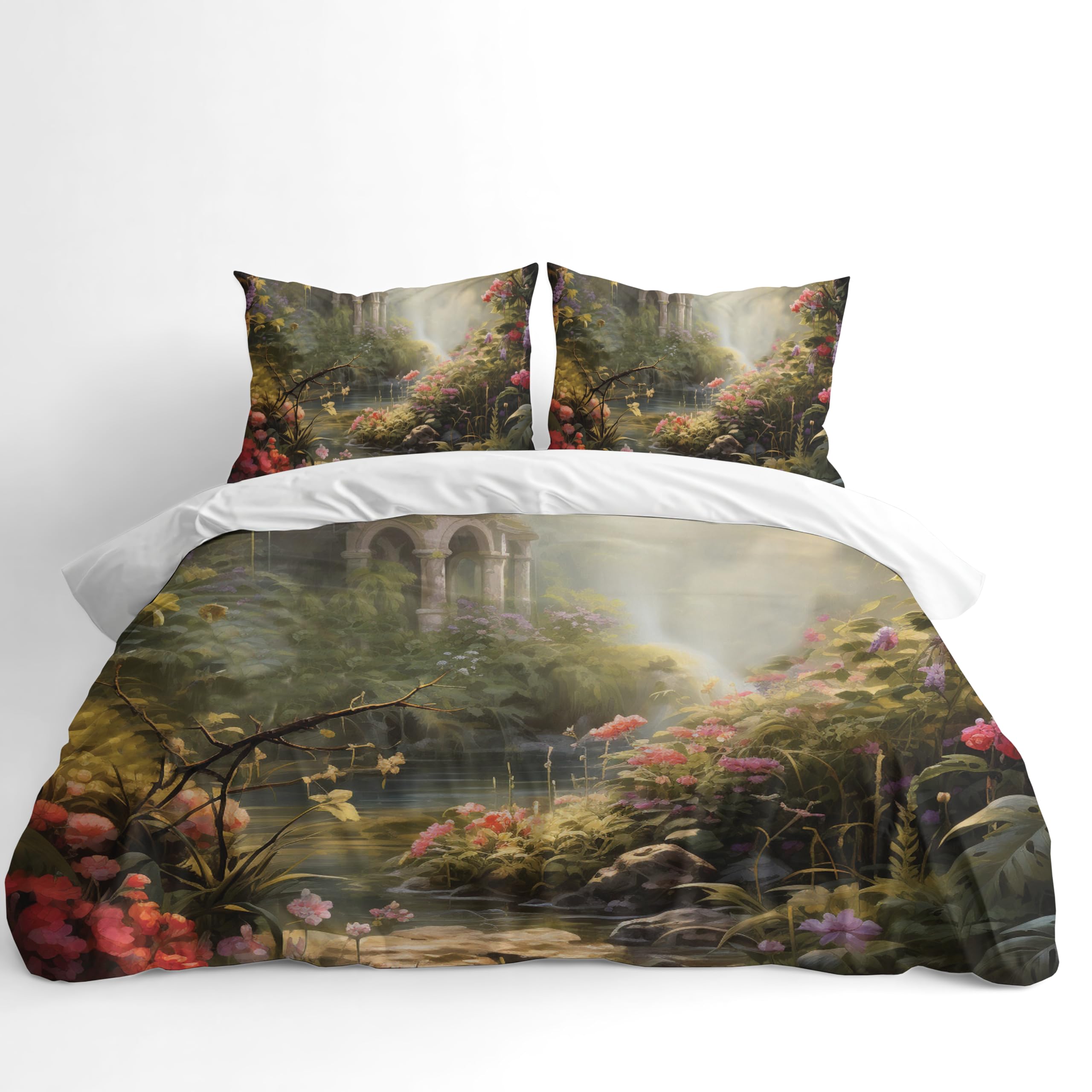 Adam Home 3D Digital Printed Spring Duvet Cover With Matching Pillowcases Home Bedroom Décor Microfiber Double Bedding Set Made in UK |Scenic Forest
