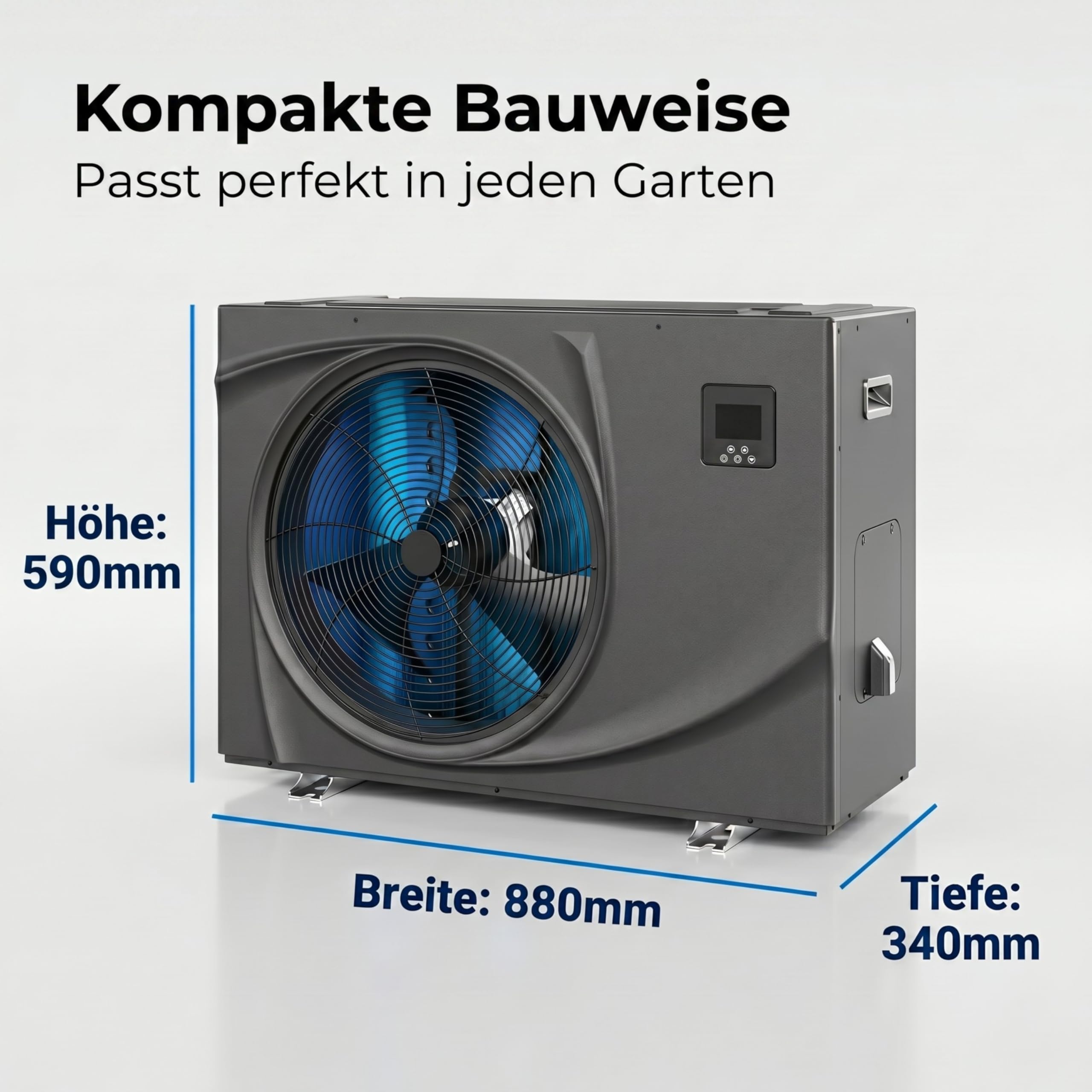 poolomio® Pool Wärmepumpe 15–35m³ NET Inverter 06 bis 6kW | Ultra leise Poolheizung mit WiFi App | Energieeffizient (COP 13,6) | Heizen & Kühlen | bis -10°C | Full Inverter