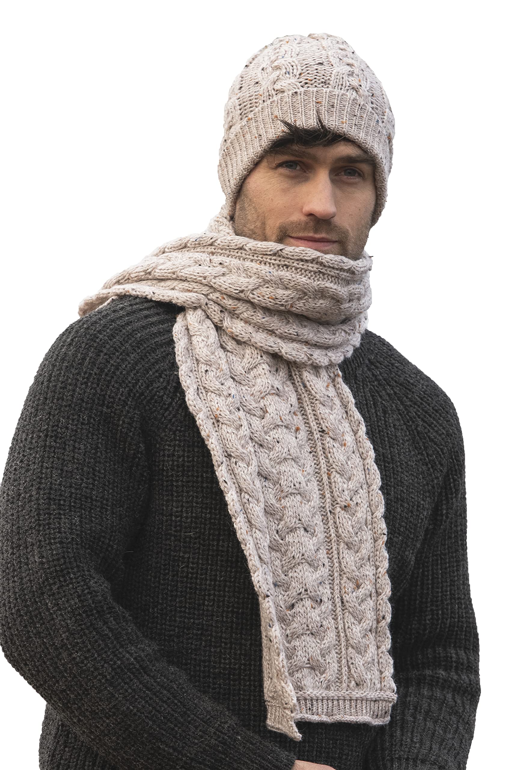 Aran Crafts Irish Zopfstrick-Schal, schwer, 25,4 x 162,6 cm, 100% Merinowolle