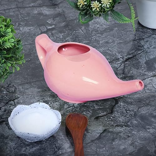 Miniatura 2 de Neti Pot de cerámica artesanal prémium con 10 sobres de sal de Neti, apto para lavavajillas, 7.6 fl oz (7.6 onzas líquidas) de capacidad para