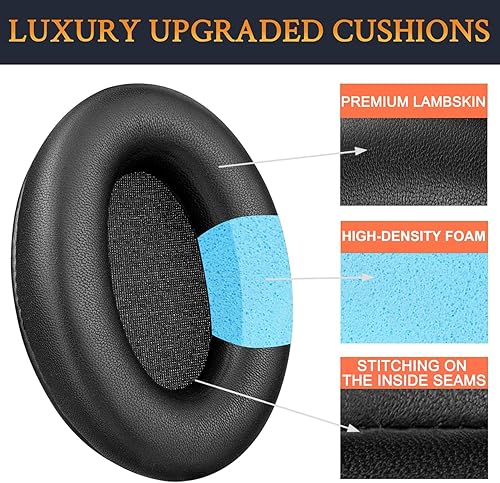 Miniatura 4 de SOULWIT Almohadillas de repuesto profesionales para auriculares Sony WH-1000XM3 (WH1000XM3), almohadillas con piel de cordero más suave, espuma de