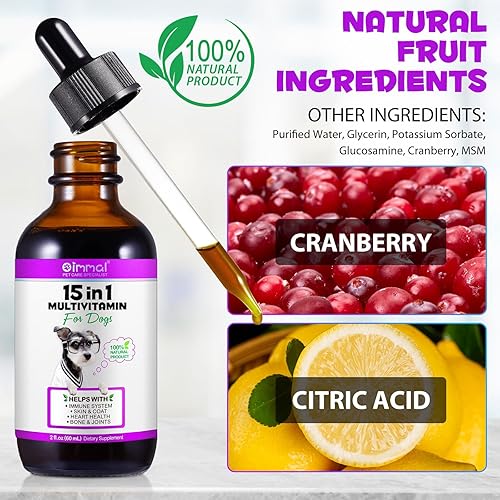 Miniatura 5 de Multivitamínico 15 en 1 para perros, multivitamínico líquido todo en uno para perros, vitaminas y suplemento con digestivo, inmunidad, alergias,