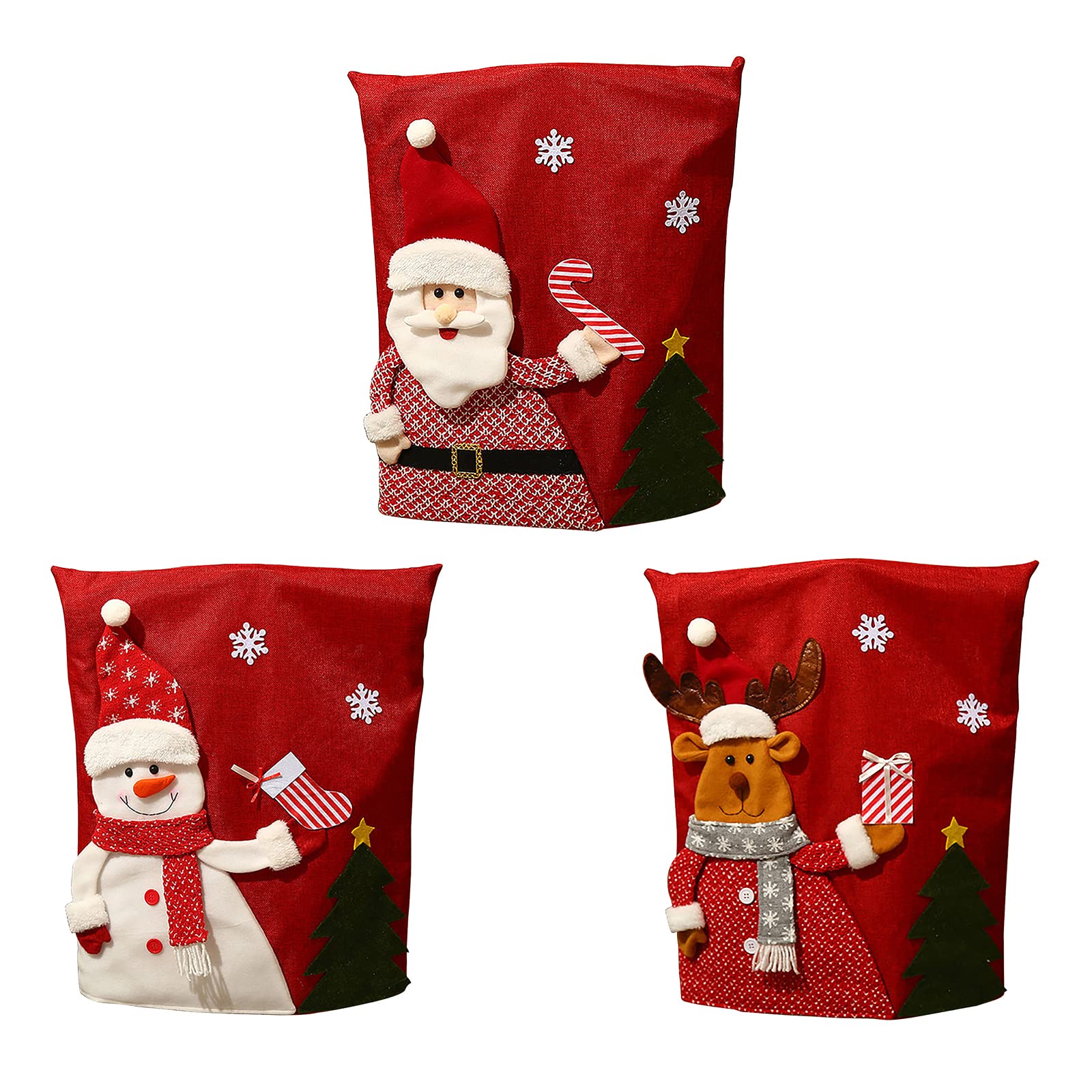 Coprisedie di Natale, 6 pezzi per sedie di Natale, Babbo Natale, pupazzo di neve, alce, Natale, per hotel, feste di nozze, decorazioni natalizie