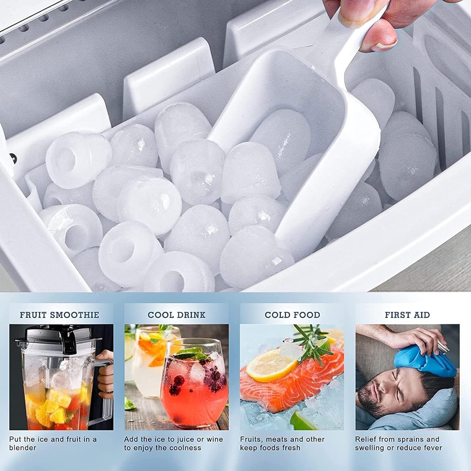 Ice Maker Machine Countertop, Portable Ice Maker with 26Lbs/24Hrs 9 Cubes Ready in 6 Minutes Transparent Window LED Display