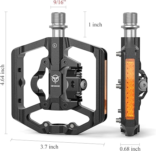 Miniatura 7 de Pedales de bicicleta de montaña con reflector, pedales de plataforma de doble función y sin clip, pedal de bicicleta de 916 pulgadas compatible con