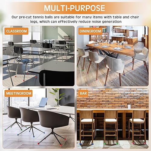 Miniatura 4 de Poen 48 pelotas de tenis precortadas a granel para sillas, muebles, pelotas de tenis, sillas, protectores de suelo, cubiertas deslizantes para