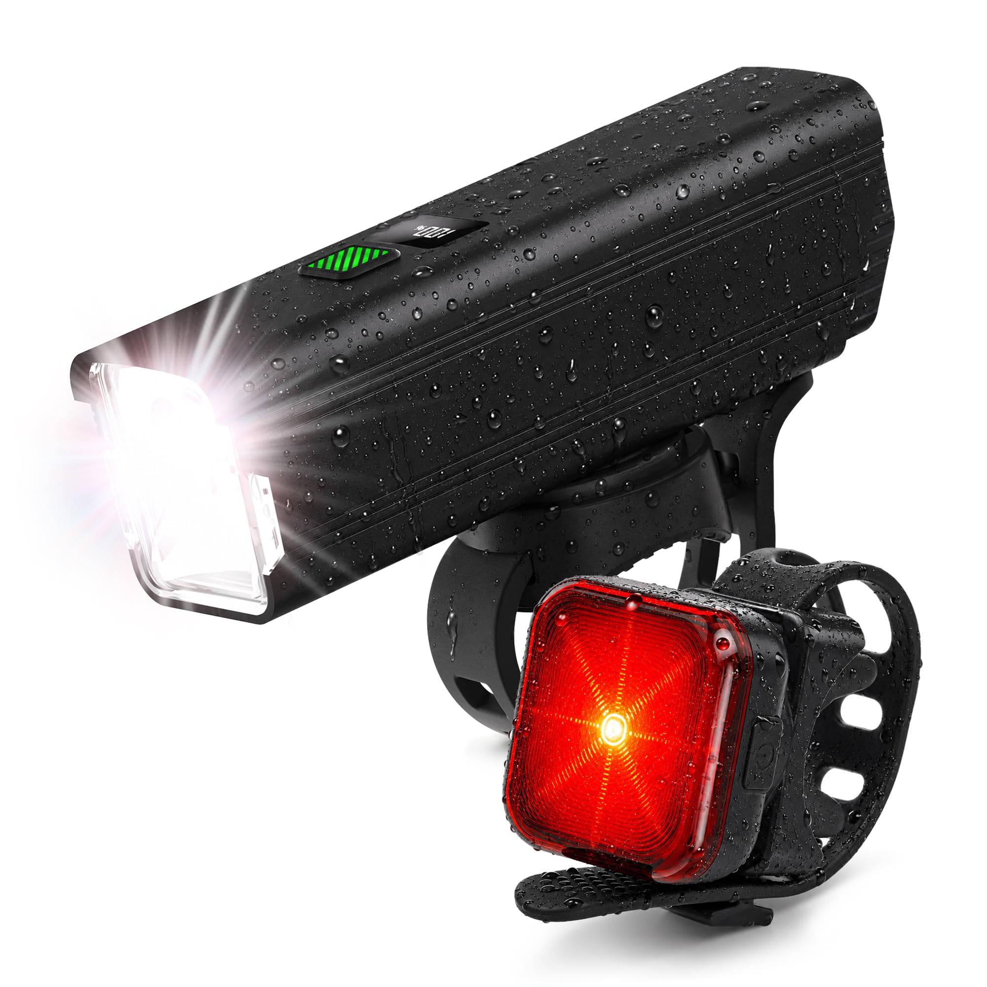 Bike Lights Set Front and Rear 1200 Lumens Super Bright Bicycle Headlight Black-1
