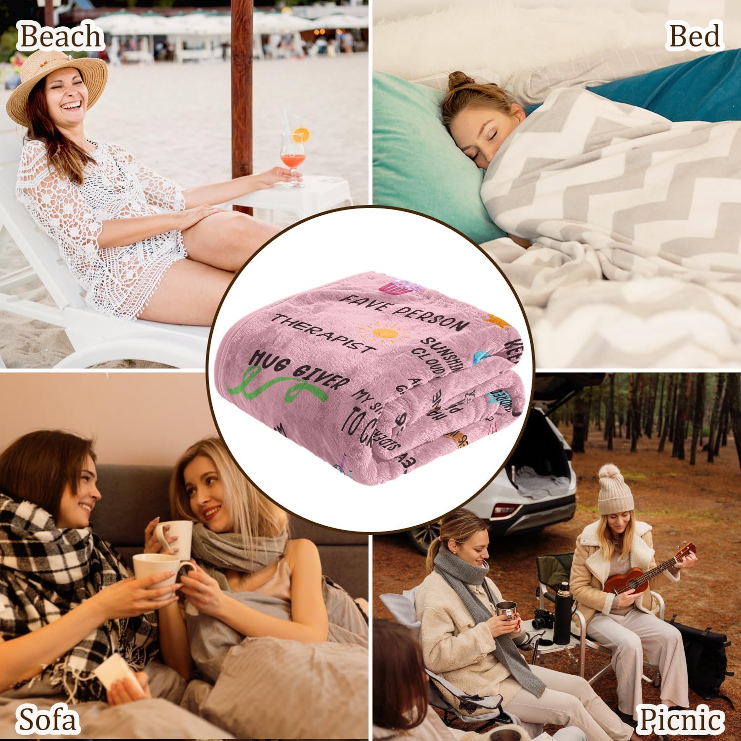 Best Friend Birthday Gifts for Women, Bestie Birthday Gifts for Women -Best Friend Blanket 60"x 50", Friendship Gift for Woman, BFF - Soul Sister Gift for Woman, Christmas day for BestFriend, Pink - Image 7