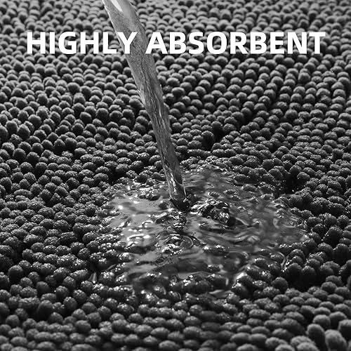 Miniatura 4 de SERISSA Juego de 2 alfombras de baño, absorbentes para baño, de felpilla antideslizante, juego de alfombras de baño en forma de U + alfombra de