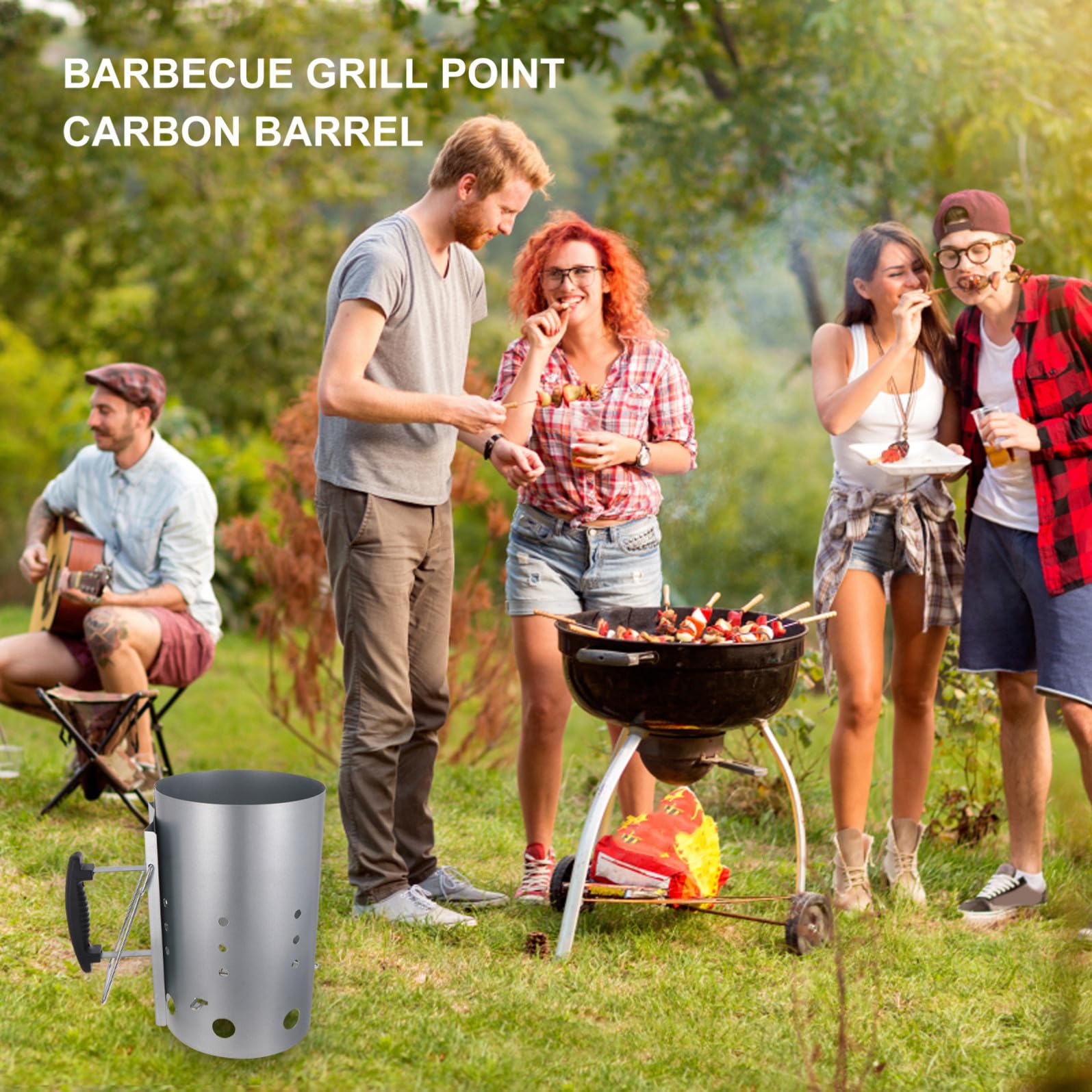 Garneck Accenditore Carbonella a Stufa Galvanizzato Manico in Nylon per Barbecue, Accensione Rapida e Circolazione dell'Aria, per Creare Un'atmosfera Estiva All'aperto