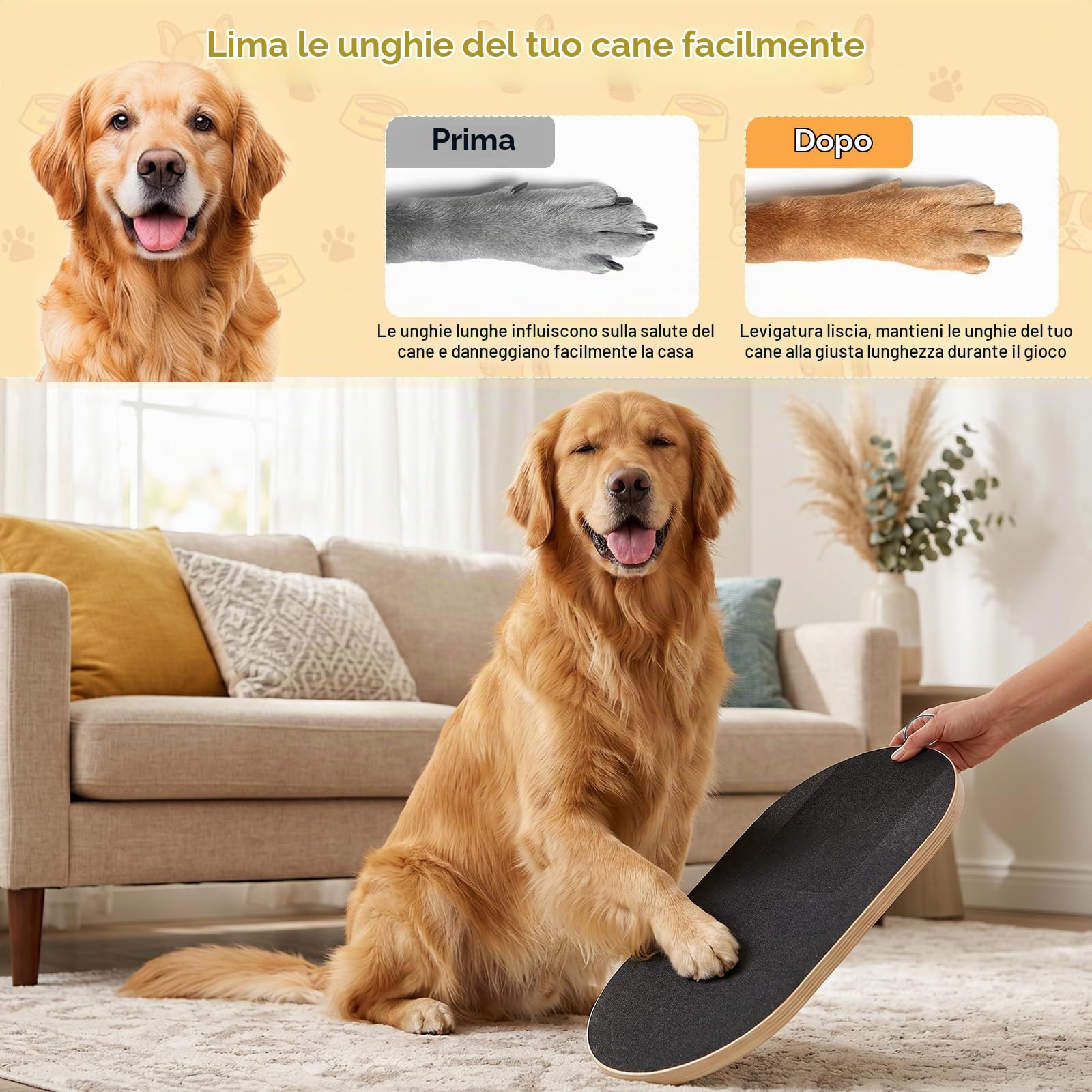Starvortex Lima Unghie Cani, Tappetino Tiragraffi per Cane in Legno,45x25CM