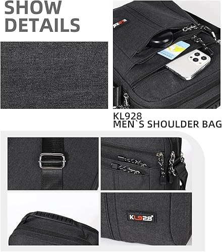 Miniatura 4 de KL928 Bolsa de mensajero para hombre Bolso cruzado de hombro, bolsa de viaje para hombre, bolso casual para trabajo y negocios