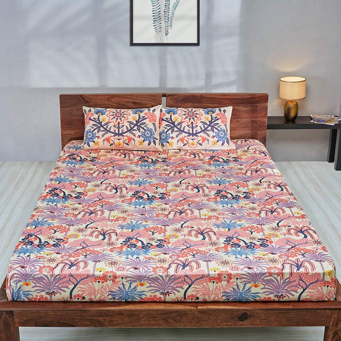 Chumbak Tropical Blooms Bedding Set Cotton Bedspread