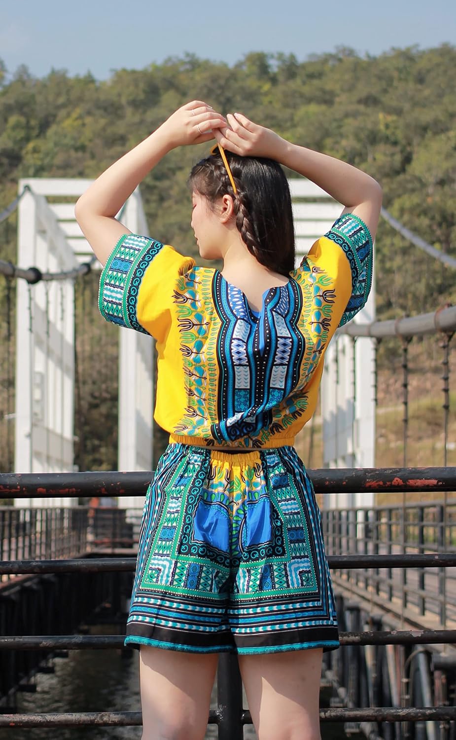 RaanPahMuang African Dashiki Two Pieces Preteen Belle Shirt and Shorts Set