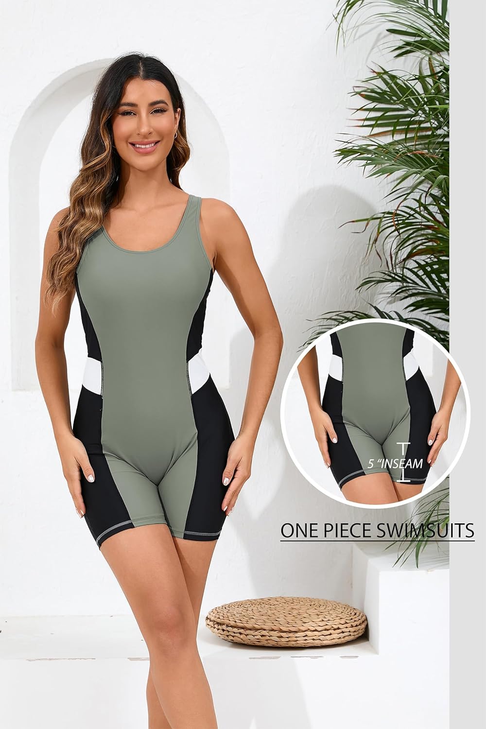 Halcurt Women's Athletic One Piece Boyleg Swimsuit Racerback Bathing Suit with Boyshorts Full Coverage Swimwear - Image 6