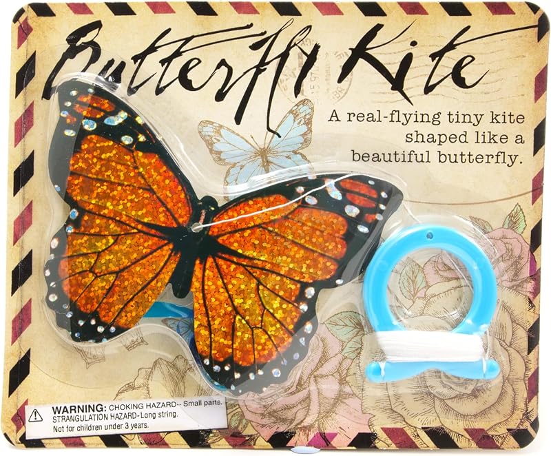 House of Marbles Mini Butterfly Kite for Kids, Small Single-Line Flying Kite with 19.7-Foot String, Colorful Outdoor Toy, Party Favor and Stocking Stuffer, One Design Supplied