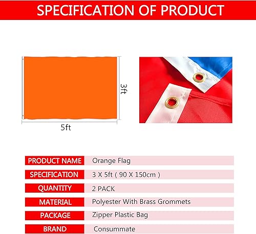 Miniatura 6 de Consummate Bandera azul sólido de 3 x 5 pies, bandera azul marino lisa de poliéster con ojales de latón, paquete de 2